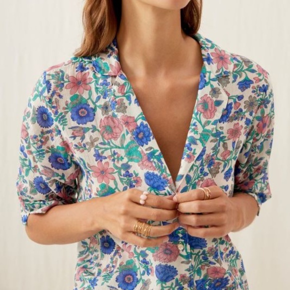 Louise Misha Louka Pajamas Set in Blue Summer Meadow - Picture 2 of 4